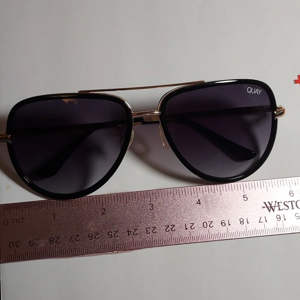 Quay Aviator Sunglasses Black And Gold All In